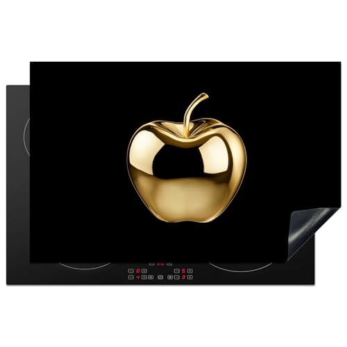 KitchenYeah© Herdabdeckplatte 81x52 cm Einteilig Herdabdeckung Abdeckplatte für Ceranfeld Abdeckung Induktionskochfeld Aufrollbare Matte Apfel - Gold - Chrom - Schwarz von KitchenYeah