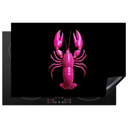 KitchenYeah© Herdabdeckplatte 81x52 cm Einteilig Küche Herdabdeckung Induktionsfeld Ceranfeld Herdabdeckplatten Vinyl Matte Aufrollbar Hummer - Leuchtendes Rosa - Punkte - Auffallend von KitchenYeah