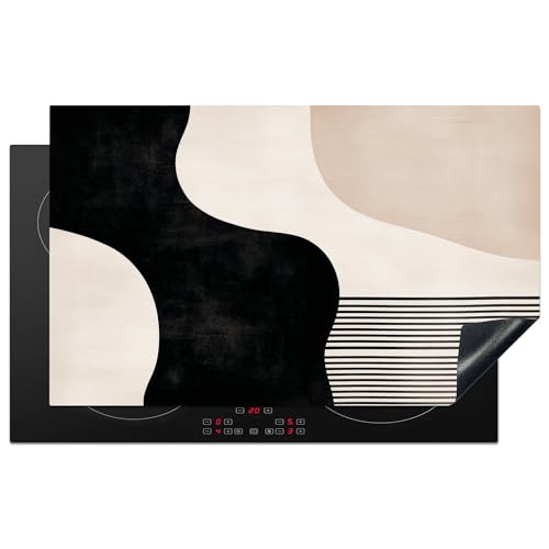 KitchenYeah© Herdabdeckplatte 83x51 cm Einteilig Ceranfeld Abdeckplatte Küche Deko Ceranfeldabdeckung Herdabdeckung Induktionsmatte Abstrakt - Japandi - Beige - Modern von KitchenYeah