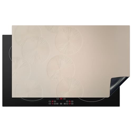 KitchenYeah© Herdabdeckplatte 85x52 cm Einteilig Ceranfeld Abdeckplatte für Induktionsschutz Ceranfeldabdeckung Vinyl Herdabdeckplatten Japandi - Beige - Modern von KitchenYeah