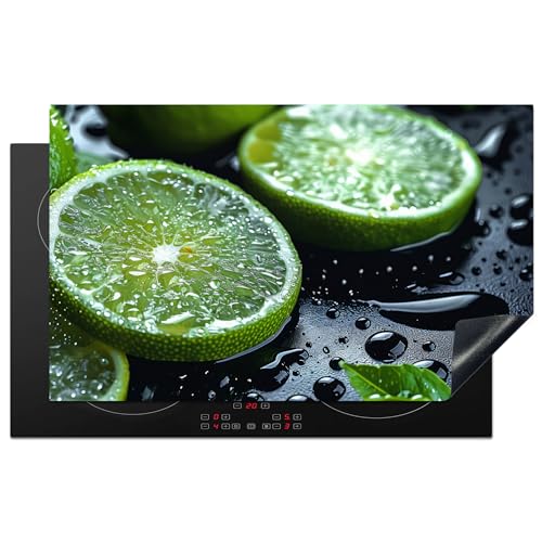 KitchenYeah© Herdabdeckplatte 85x52 cm Induktion Schutzmatte Küche Herdabdeckung Ceranfeld Induktionsmatte Cerankochfeld Abdeckung Obst - Limette - Grün - Wasser von KitchenYeah