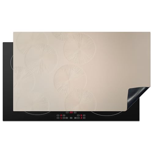 KitchenYeah© Herdabdeckplatte 90x52 cm Einteilig Ceranfeld Abdeckplatte für Induktionsschutz Ceranfeldabdeckung Vinyl Herdabdeckplatten Japandi - Beige - Modern von KitchenYeah