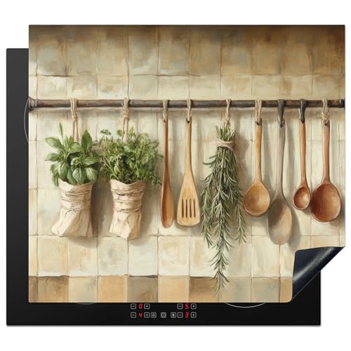 KitchenYeah© Herdabdeckplatte Einteilig 57x51 cm Küche Ceranfeld Abdeckplatte Cerankochfeld Abdeckung Induktionskochfeld Schutzmatte Holz - Küchenutensilien - Stillleben - Kacheln von KitchenYeah