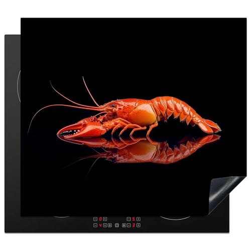 KitchenYeah© Herdabdeckplatte Einteilig 59x51 cm Küche Ceranfeld Abdeckplatte Cerankochfeld Abdeckung Induktionskochfeld Schutzmatte Hummer - Orange - Schwarz - Auffallend von KitchenYeah