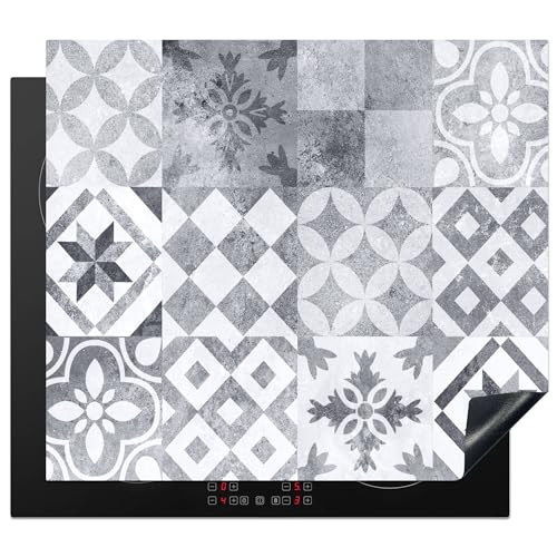 KitchenYeah© Herdabdeckplatte Einteilig 59x51 cm Küche Ceranfeld Abdeckplatte Cerankochfeld Abdeckung Induktionskochfeld Schutzmatte Muster - Grau - Mosaik von KitchenYeah