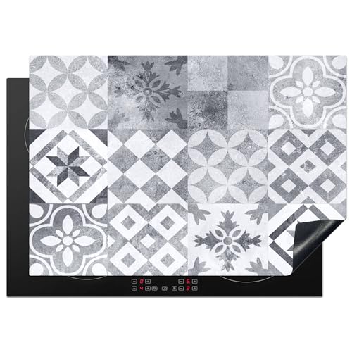 KitchenYeah© Herdabdeckplatte Einteilig 75x52 cm Küche Ceranfeld Abdeckplatte Cerankochfeld Abdeckung Induktionskochfeld Schutzmatte Muster - Grau - Mosaik von KitchenYeah