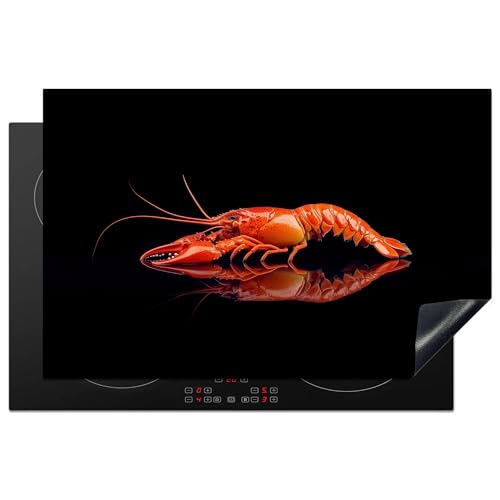 KitchenYeah© Herdabdeckplatte Einteilig 80x52 cm Küche Ceranfeld Abdeckplatte Cerankochfeld Abdeckung Induktionskochfeld Schutzmatte Hummer - Orange - Schwarz - Auffallend von KitchenYeah