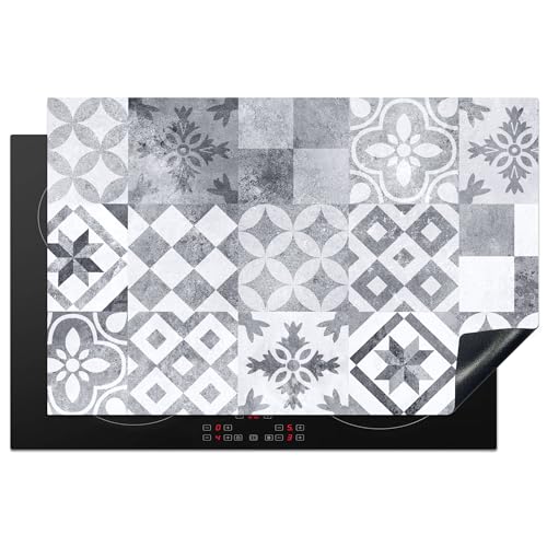 KitchenYeah© Herdabdeckplatte Einteilig 81.2x52 cm Küche Ceranfeld Abdeckplatte Cerankochfeld Abdeckung Induktionskochfeld Schutzmatte Muster - Grau - Mosaik von KitchenYeah