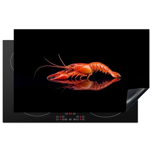 KitchenYeah© Herdabdeckplatte Einteilig 85x52 cm Küche Ceranfeld Abdeckplatte Cerankochfeld Abdeckung Induktionskochfeld Schutzmatte Hummer - Orange - Schwarz - Auffallend von KitchenYeah