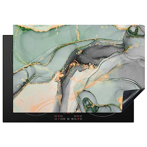 KitchenYeah© Herdabdeckplatte Einteilig Abdeckplatten Cerankochfeld Abdeckung Ceranfeld Herdplattenabdeckung Induktionsmatte Gold - Marmor - Grün - Luxus - Glitzer - Marmoroptik - 77x51 cm von KitchenYeah