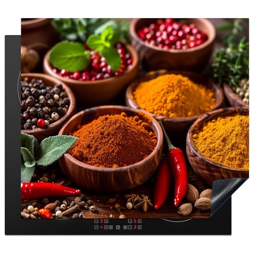 KitchenYeah© Herdabdeckplatte 60x52 cm Einteilig Abdeckplatten Cerankochfeld Abdeckung Ceranfeld Herdplattenabdeckung Induktionsmatte Kräuter - Küche - Paprika - Gewürze von KitchenYeah