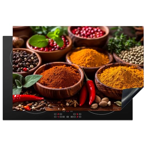 KitchenYeah© Herdabdeckplatte 80x52 cm Einteilig Abdeckplatten Cerankochfeld Abdeckung Ceranfeld Herdplattenabdeckung Induktionsmatte Kräuter - Küche - Paprika - Gewürze von KitchenYeah