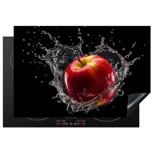 KitchenYeah© Herdabdeckplatte Einteilig Ceranfeld Abdeckplatte Induktionsschutz Küche Deko Vinyl Matte Aufrollbar Apfel - Rot - Wasser - Schwarz - Frucht - 77x51 cm von KitchenYeah