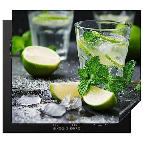 KitchenYeah© Herdabdeckplatte Einteilig Ceranfeld Abdeckplatte Küche Deko Ceranfeldabdeckung Anti Rutsch Matte Aufrollbar Cocktail - Mojito - Grün - Minze - 57x51 cm von KitchenYeah