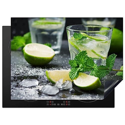 KitchenYeah© Herdabdeckplatte Einteilig Ceranfeld Abdeckplatte Küche Deko Ceranfeldabdeckung Anti Rutsch Matte Aufrollbar Cocktail - Mojito - Grün - Minze - 71x52 cm von KitchenYeah