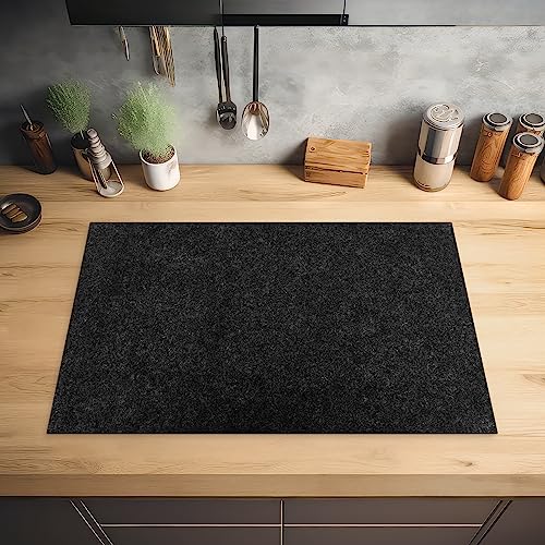 KitchenYeah© Herdabdeckplatte Einteilig Ceranfeld Abdeckplatte Küche Deko Ceranfeldabdeckung Herdabdeckung Induktionsmatte Granit - Schwarz - Dunkel - Design - 76x51 cm von KitchenYeah