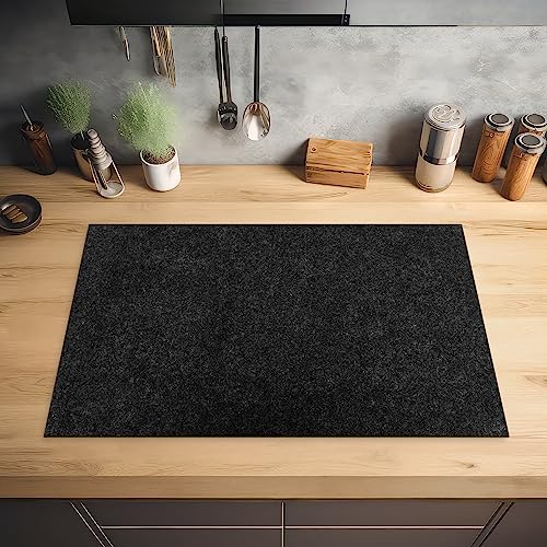 KitchenYeah© Herdabdeckplatte Einteilig Ceranfeld Abdeckplatte Küche Deko Ceranfeldabdeckung Herdabdeckung Induktionsmatte Granit - Schwarz - Dunkel - Design - 80x52 cm von KitchenYeah