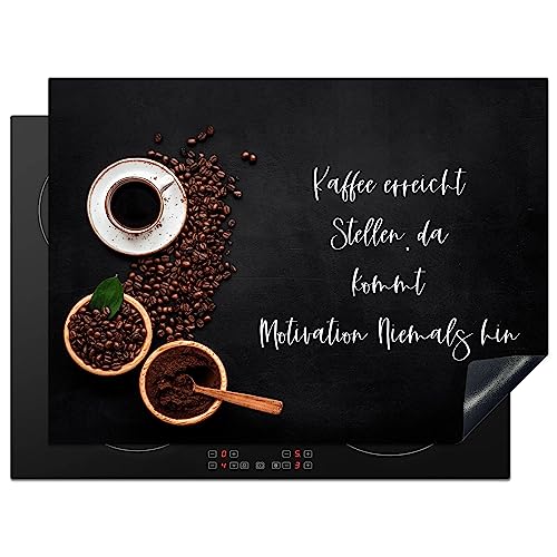 KitchenYeah© Herdabdeckplatte Einteilig Ceranfeld Abdeckplatte Küche Deko Ceranfeldabdeckung Anti Rutsch Matte Aufrollbar Zitate & Sprüche - "Kaffee erreicht stellen, da kommt.." - 71x52 von KitchenYeah