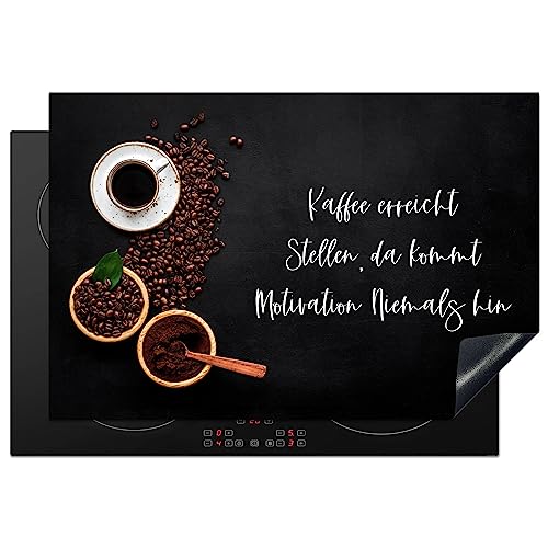 KitchenYeah© Herdabdeckplatte Einteilig Ceranfeld Abdeckplatte Küche Deko Ceranfeldabdeckung Anti Rutsch Matte Aufrollbar Zitate & Sprüche - "Kaffee erreicht stellen, da kommt.." - 77x51 von KitchenYeah