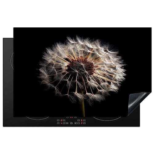 KitchenYeah© Herdabdeckplatte Einteilig Ceranfeld Abdeckplatte Küche Deko Ceranfeldabdeckung Herdabdeckung Induktionsmatte Blumen - Natur - Löwenzahn - Schwarz und Weiß - Pusteblume - 81.2x52 cm von KitchenYeah