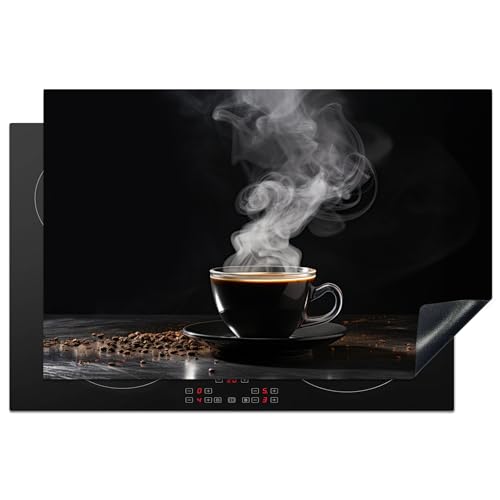 KitchenYeah© Herdabdeckplatte Einteilig Ceranfeld Abdeckplatte Küche Deko Ceranfeldabdeckung Anti Rutsch Matte Aufrollbar Kaffee - Schwarz - Kaffeebohnen - Stillleben - 80x52 cm von KitchenYeah