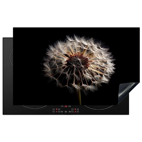 KitchenYeah© Herdabdeckplatte Einteilig Ceranfeld Abdeckplatte Küche Deko Ceranfeldabdeckung Herdabdeckung Induktionsmatte Blumen - Natur - Löwenzahn - Schwarz und Weiß - Pusteblume - 83x51 cm von KitchenYeah