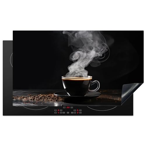 KitchenYeah© Herdabdeckplatte Einteilig Ceranfeld Abdeckplatte Küche Deko Ceranfeldabdeckung Herdabdeckung Induktionsmatte Kaffee - Schwarz - Kaffeebohnen - Stillleben - 90x52 cm von KitchenYeah