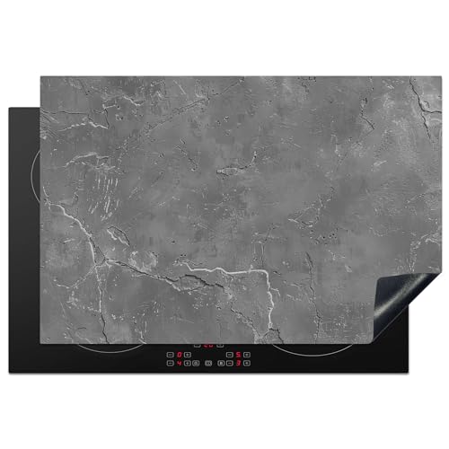KitchenYeah© Herdabdeckplatte 77x51 cm Einteilig Ceranfeld Abdeckplatte für Induktionsschutz Ceranfeldabdeckung Vinyl Herdabdeckplatten Beton - Grau - Abstrakt - Konkreter Look von KitchenYeah