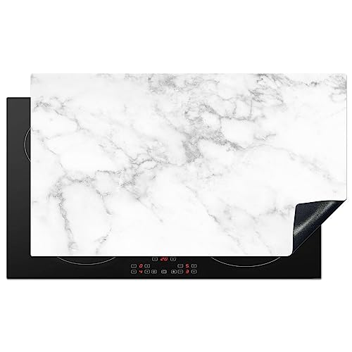 KitchenYeah© Herdabdeckplatte Einteilig Ceranfeld Abdeckplatte für Induktionsschutz Ceranfeldabdeckung Vinyl Herdabdeckplatten Marmor - Weiß - Grau - Luxus - Marmoroptik - Stein - 91.6x52.7 cm von KitchenYeah