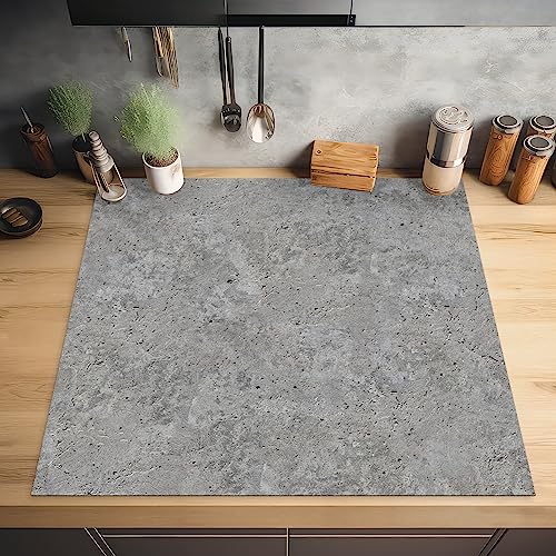 KitchenYeah© Herdabdeckplatte Einteilig Herdabdeckung Abdeckplatte für Ceranfeld Abdeckung Induktionskochfeld Aufrollbare Matte Beton - Schiefer - Grau - Design - 78x78 cm von KitchenYeah