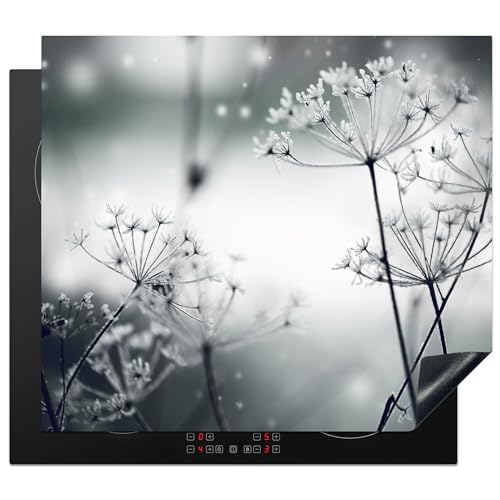 KitchenYeah© Herdabdeckplatte Einteilig Herdabdeckung Abdeckplatte für Ceranfeld Abdeckung Induktionskochfeld Aufrollbare Matte Blumen - Winter - Schnee - Natur - 57x51 cm von KitchenYeah