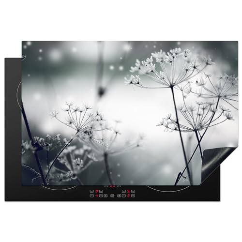 KitchenYeah© Herdabdeckplatte Einteilig Herdabdeckung Abdeckplatte für Ceranfeld Abdeckung Induktionskochfeld Aufrollbare Matte Blumen - Winter - Schnee - Natur - 77x51 cm von KitchenYeah