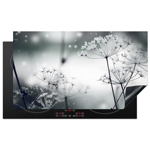 KitchenYeah© Herdabdeckplatte Einteilig Herdabdeckung Abdeckplatte für Ceranfeld Abdeckung Induktionskochfeld Aufrollbare Matte Blumen - Winter - Schnee - Natur - 91.6x52.7 cm von KitchenYeah