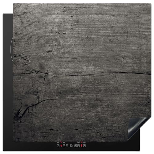 KitchenYeah© Herdabdeckplatte Einteilig Induktionsmatte Küche Abdeckung Ceranfeld Herd Abdeckplatte Deko Vinyl Matte Aufrollbar Beton - Grau - Dunkel - 78x78 cm von KitchenYeah