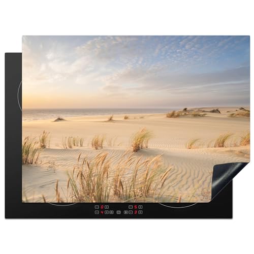KitchenYeah© Herdabdeckplatte Einteilig Induktionsmatte Küche Abdeckung Ceranfeld Herd Abdeckplatte Deko Vinyl Matte Aufrollbar Strand - Dünen - Sommer - Natur - 70x52 cm von KitchenYeah