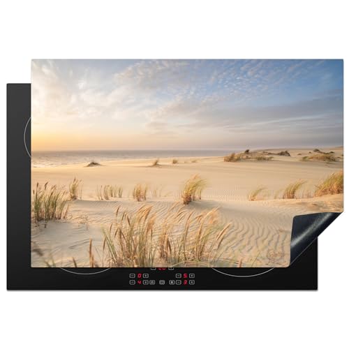 KitchenYeah© Herdabdeckplatte Einteilig Induktionsmatte Küche Abdeckung Ceranfeld Herd Abdeckplatte Deko Vinyl Matte Aufrollbar Strand - Dünen - Sommer - Natur - 77x51 cm von KitchenYeah