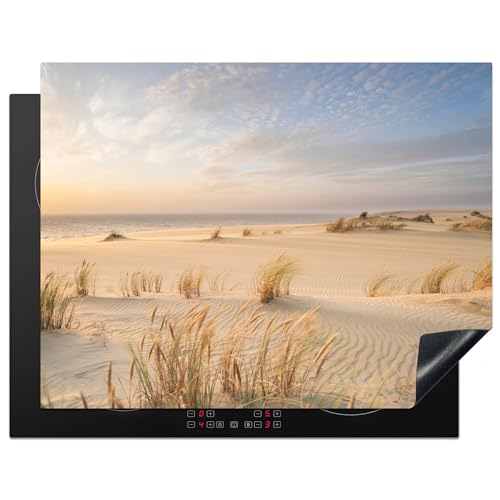 KitchenYeah© Herdabdeckplatte Einteilig Induktionsmatte Küche Abdeckung Ceranfeld Herd Abdeckplatte Deko Vinyl Matte Aufrollbar Strand - Dünen - Sommer - Natur - 77x59 cm von KitchenYeah