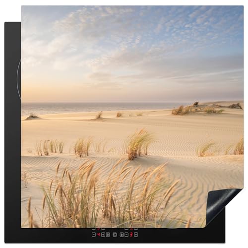 KitchenYeah© Herdabdeckplatte Einteilig Induktionsmatte Küche Abdeckung Ceranfeld Herd Abdeckplatte Deko Vinyl Matte Aufrollbar Strand - Dünen - Sommer - Natur - 78x78 cm von KitchenYeah