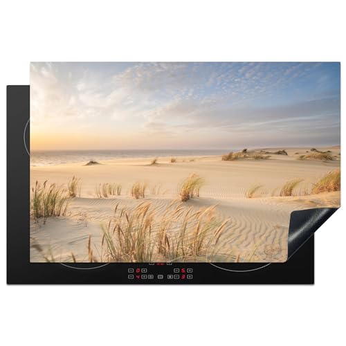 KitchenYeah© Herdabdeckplatte Einteilig Induktionsmatte Küche Abdeckung Ceranfeld Herd Abdeckplatte Deko Vinyl Matte Aufrollbar Strand - Dünen - Sommer - Natur - 81.2x52 cm von KitchenYeah