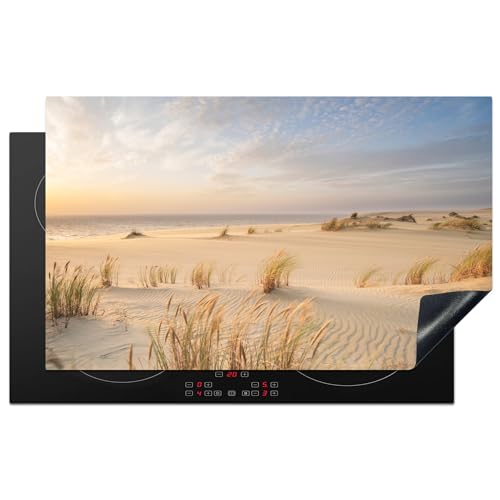 KitchenYeah© Herdabdeckplatte Einteilig Induktionsmatte Küche Abdeckung Ceranfeld Herd Abdeckplatte Deko Vinyl Matte Aufrollbar Strand - Dünen - Sommer - Natur - 83x51 cm von KitchenYeah