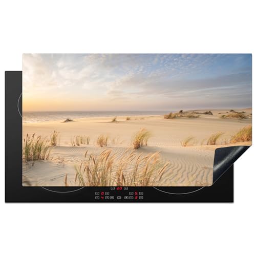 KitchenYeah© Herdabdeckplatte Einteilig Induktionsmatte Küche Abdeckung Ceranfeld Herd Abdeckplatte Deko Vinyl Matte Aufrollbar Strand - Dünen - Sommer - Natur - 91.6x52.7 cm von KitchenYeah