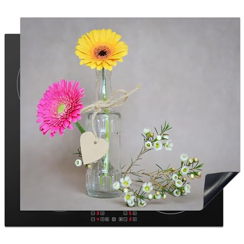 KitchenYeah© Herdabdeckplatte Einteilig Ceranfeld Abdeckplatte Küche Deko Ceranfeldabdeckung Herdabdeckung Induktionsmatte Blumen - Frühling - Vase - Stilleben - 57x51 cm von KitchenYeah