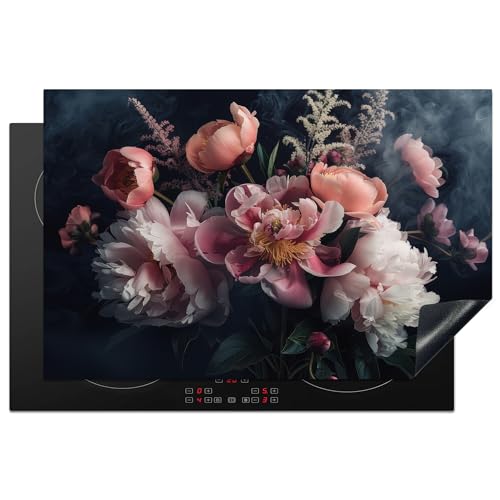 KitchenYeah© Herdabdeckplatte Einteilig Induktionsmatte Küche Abdeckung Induktionsschutzmatte Deko Vinyl Matte Aufrollbar Rosen - Blumen - Rosa - Pflanzen - Stilleben - Natur - 80.2x52.2 cm von KitchenYeah