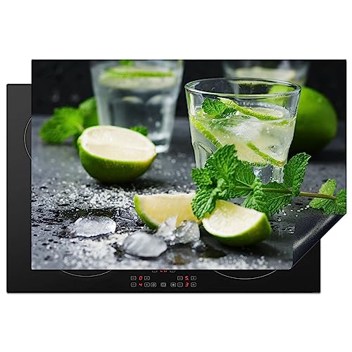 KitchenYeah© Herdabdeckplatte Einteilig Ceranfeld Abdeckplatte Küche Deko Ceranfeldabdeckung Anti Rutsch Matte Aufrollbar Cocktail - Mojito - Grün - Minze - 76x51 cm von KitchenYeah