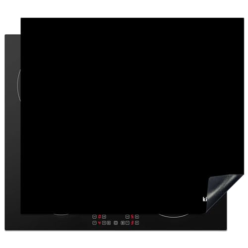 KitchenYeah© Herdabdeckplatte Einteilig Induktionsmatte Küche Abdeckung Ceranfeld Herd Abdeckplatte Deko Vinyl Matte Aufrollbar Schwarz - Einfarbig - Marke - 58x51 cm von KitchenYeah