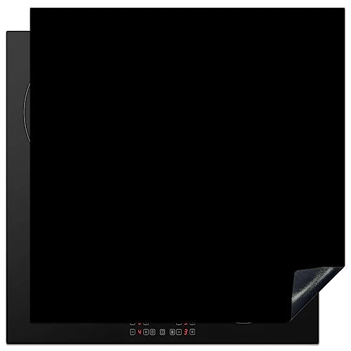 KitchenYeah© Herdabdeckplatte Einteilig Induktionsmatte Küche Abdeckung Ceranfeld Herd Abdeckplatte Deko Vinyl Matte Aufrollbar Schwarz - Einfarbig - Marke - 78x78 cm von KitchenYeah