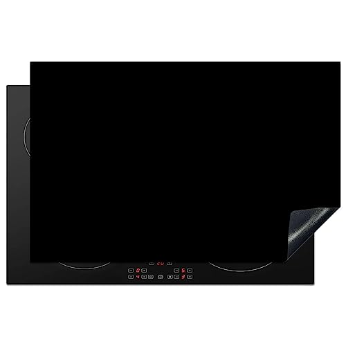 KitchenYeah© Herdabdeckplatte Einteilig Induktionsmatte Küche Abdeckung Ceranfeld Herd Abdeckplatte Deko Vinyl Matte Aufrollbar Schwarz - Einfarbig - Marke - 81.6x52.7 cm von KitchenYeah