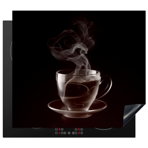 KitchenYeah© Herdabdeckplatte Einteilig Küche Ceranfeld Abdeckplatte Cerankochfeld Abdeckung Induktionskochfeld Schutzmatte Blätter - Schwarz - Gold - Luxus - Natur - Pflanzen - 58x51 cm von KitchenYeah