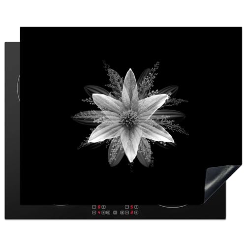 KitchenYeah© Herdabdeckplatte Einteilig Küche Ceranfeld Abdeckplatte Cerankochfeld Abdeckung Induktionskochfeld Schutzmatte Blätter - Schwarz - Gold - Luxus - Natur - Pflanzen - 65x52 cm von KitchenYeah