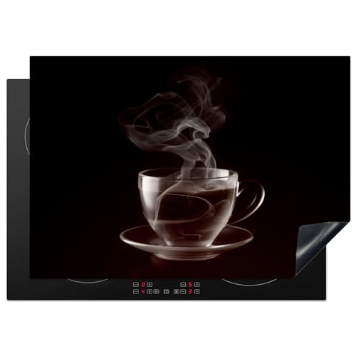 KitchenYeah© Herdabdeckplatte Einteilig Küche Ceranfeld Abdeckplatte Cerankochfeld Abdeckung Induktionskochfeld Schutzmatte Blätter - Schwarz - Gold - Luxus - Natur - Pflanzen - 75x52 cm von KitchenYeah